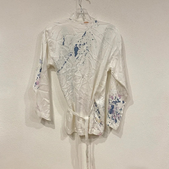 Cali Dreaming Paint Splatter Poet Wrap Top Size XS VGUC - Picture 5 of 5